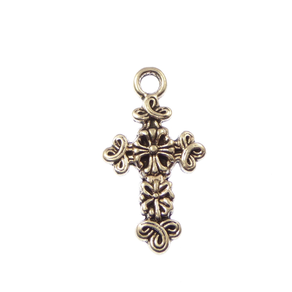Fleur de lis silver metal unique crucifix cross pendant