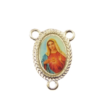 Immaculate Heart Virgin Mary silver center rosary finding 25mm