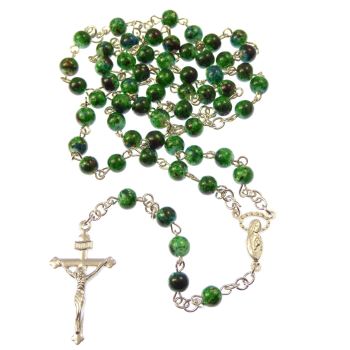 Dark green marble style 6mm beads Rosary beads necklace