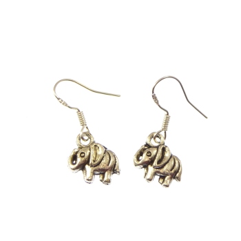 Elephant earrings, dangly earrings with sterling silver hooks