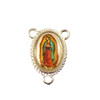 Rosary center - Our Lady of Guadalupe image in silver 25mm