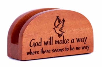 God will make a way Business card holder wooden Christian office desk gift ornament dove