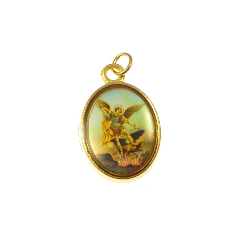St. Michael rosary beads medal pendant gold tone 25mm
