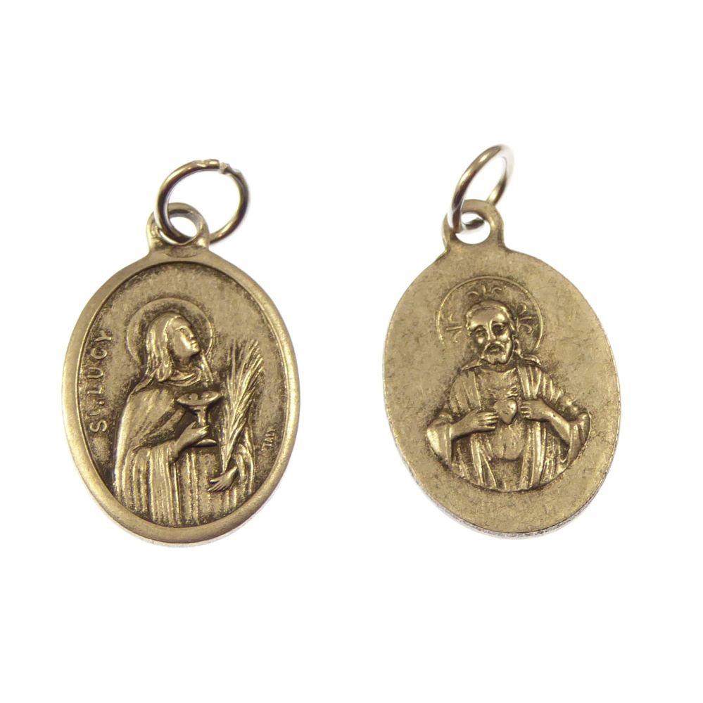 Silver metal St. Lucy medal pendant