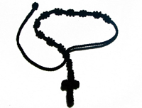 Black knotted cord rosary beads bracelet - adjustable