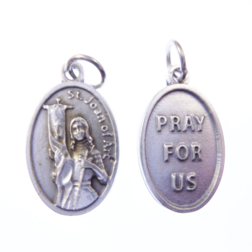 Silver metal St. Joan of Arc medal pendant