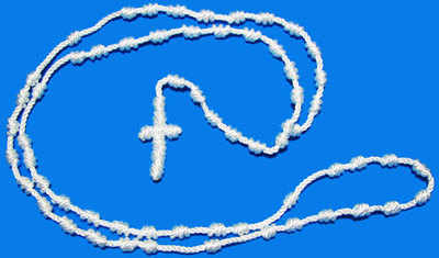 White knotted rosary beads necklace