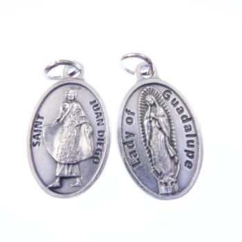 St. Juan Diego and Our Lady of Guadalupe silver metal medal 2cm