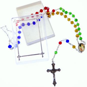 Catholic glass Missionary rosary beads necklace Guardian angel junction