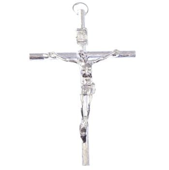 Catholic very large silver crucifix rosary cross pendant 9cm