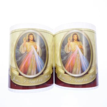 Divine Mercy votive candle 24 hour burn 2.5 inch x 2