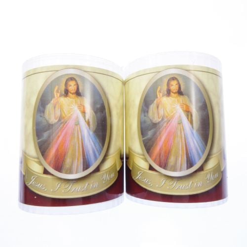 Divine Mercy votive candle 24 hour burn 2.5 inch x 2