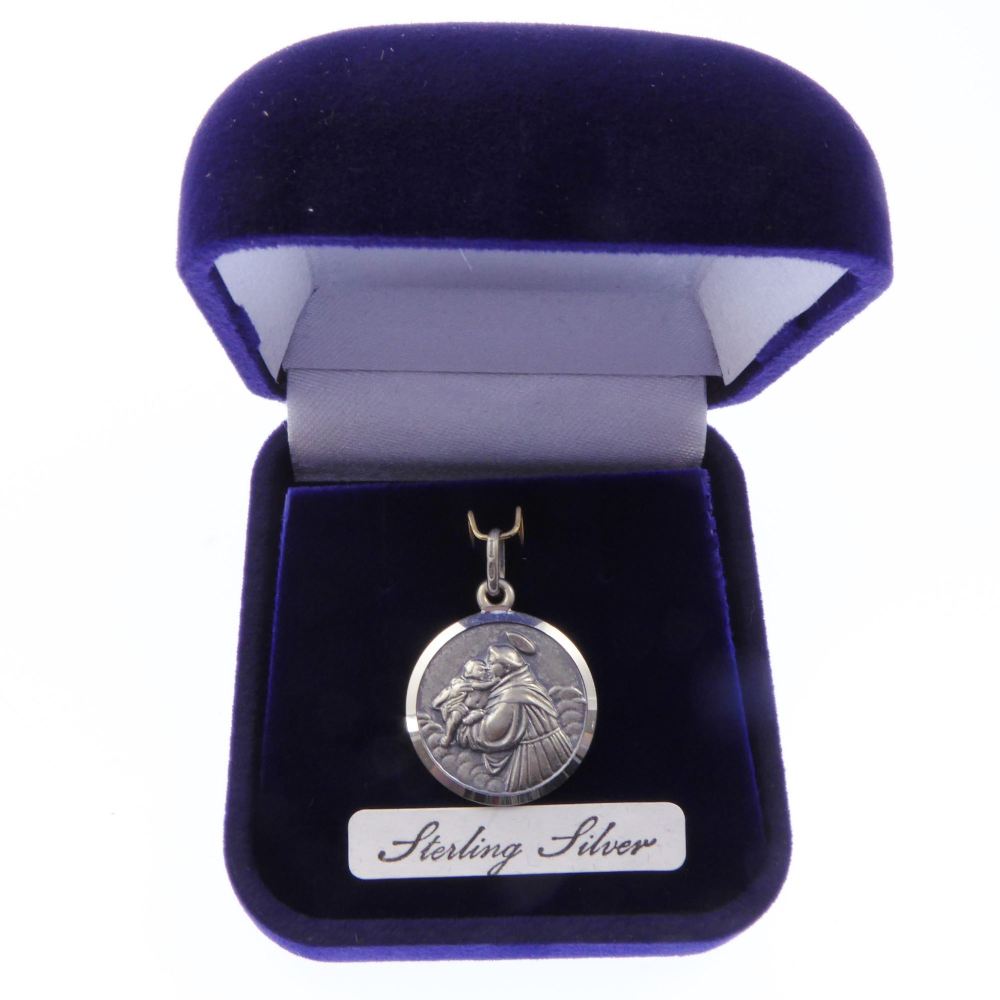 Sterling silver St. Anthony gift boxed medal 20mm