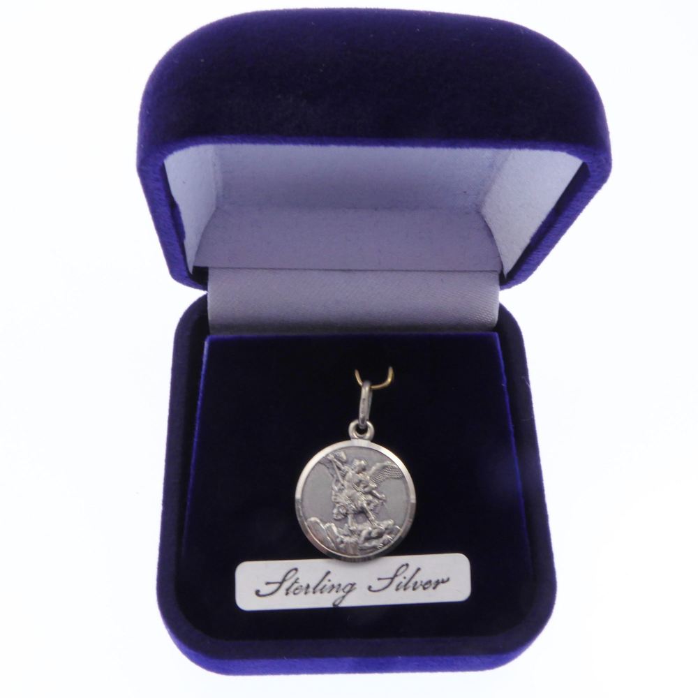 Sterling silver St. Michael gift boxed medal 16mm