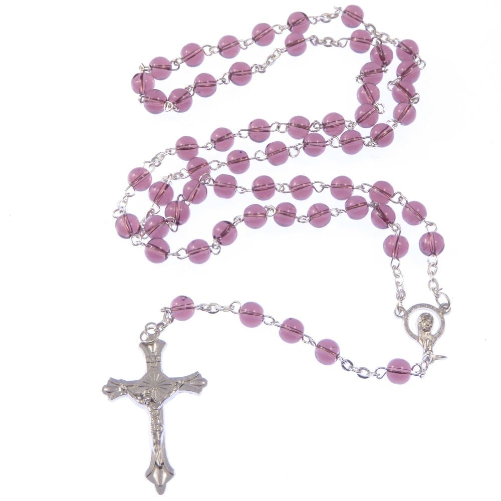 Catholic rosary beads in purple colour