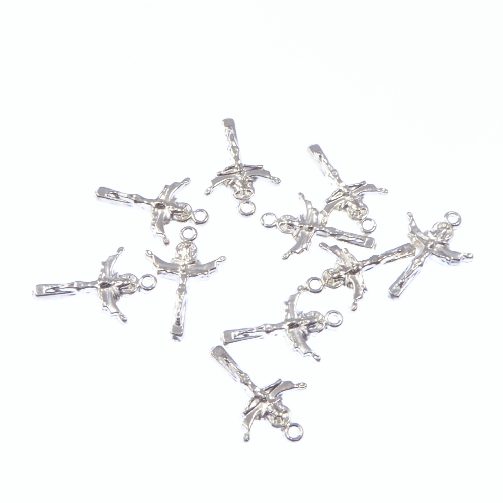 Wholesale silver plated small Trinity crucifix crosses x 10