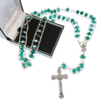 Gift boxed green strong ladder rosary beads