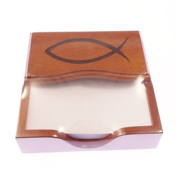 Ichthus christian fisk note pad open fish wood gift