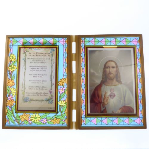 Stained glass double frame with Consecration to the Sacred Heart & image 18