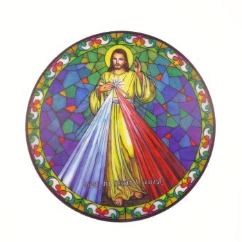 Divine Mercy suncatcher stained glass window sticker reusable 6 inch