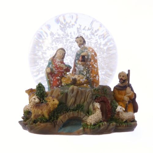 Christmas Nativity scene snow globe gift waterball Holy Family Jesus sheep