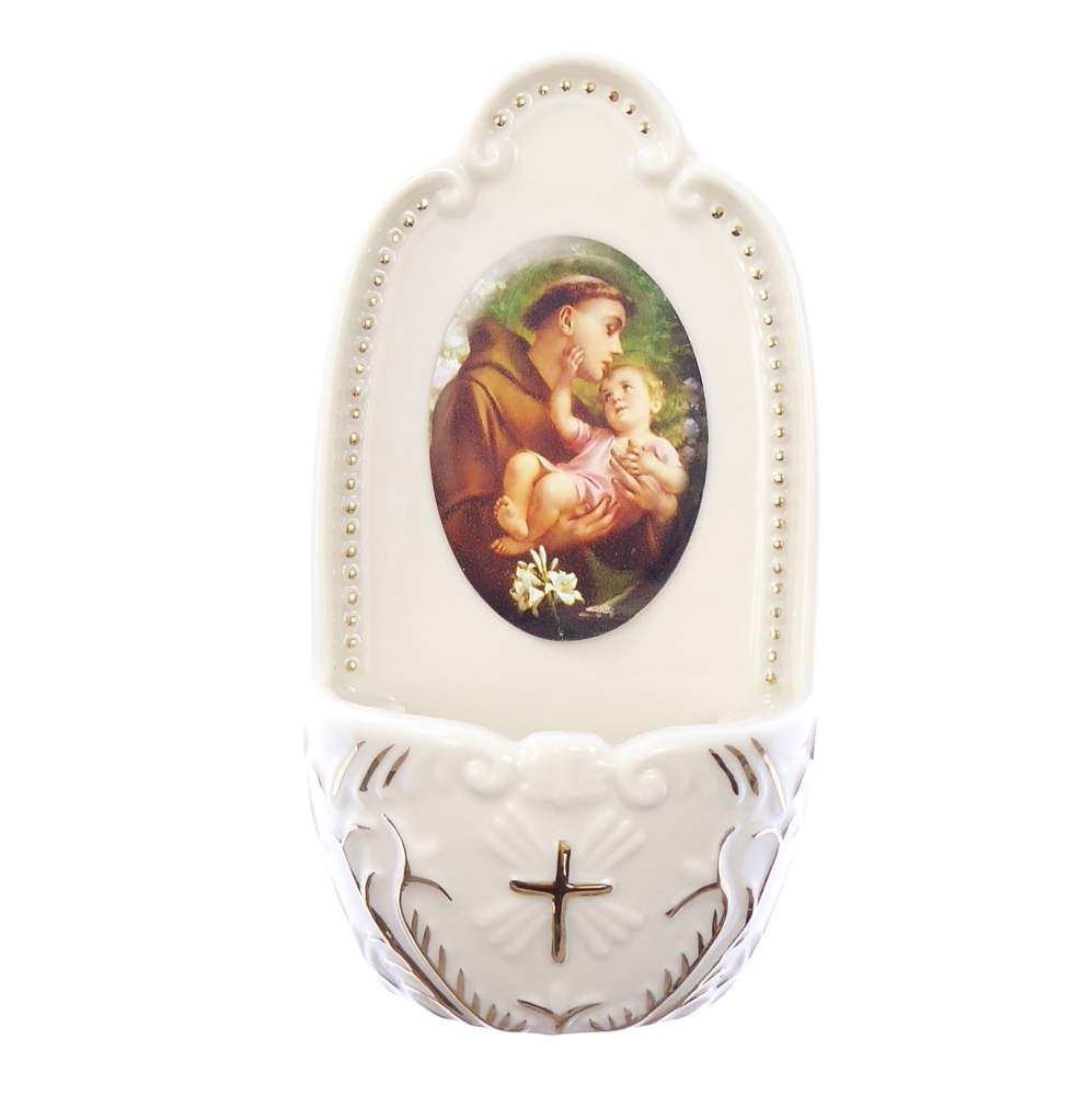 Porcelain St. Anthony small Holy water font 5