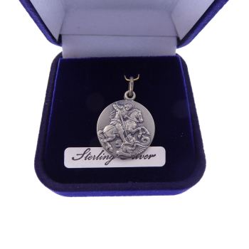 Catholic Sterling silver St. George gift boxed medal 20mm