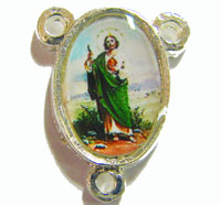 Saint Jude silver metal center rosary beads part 17mm