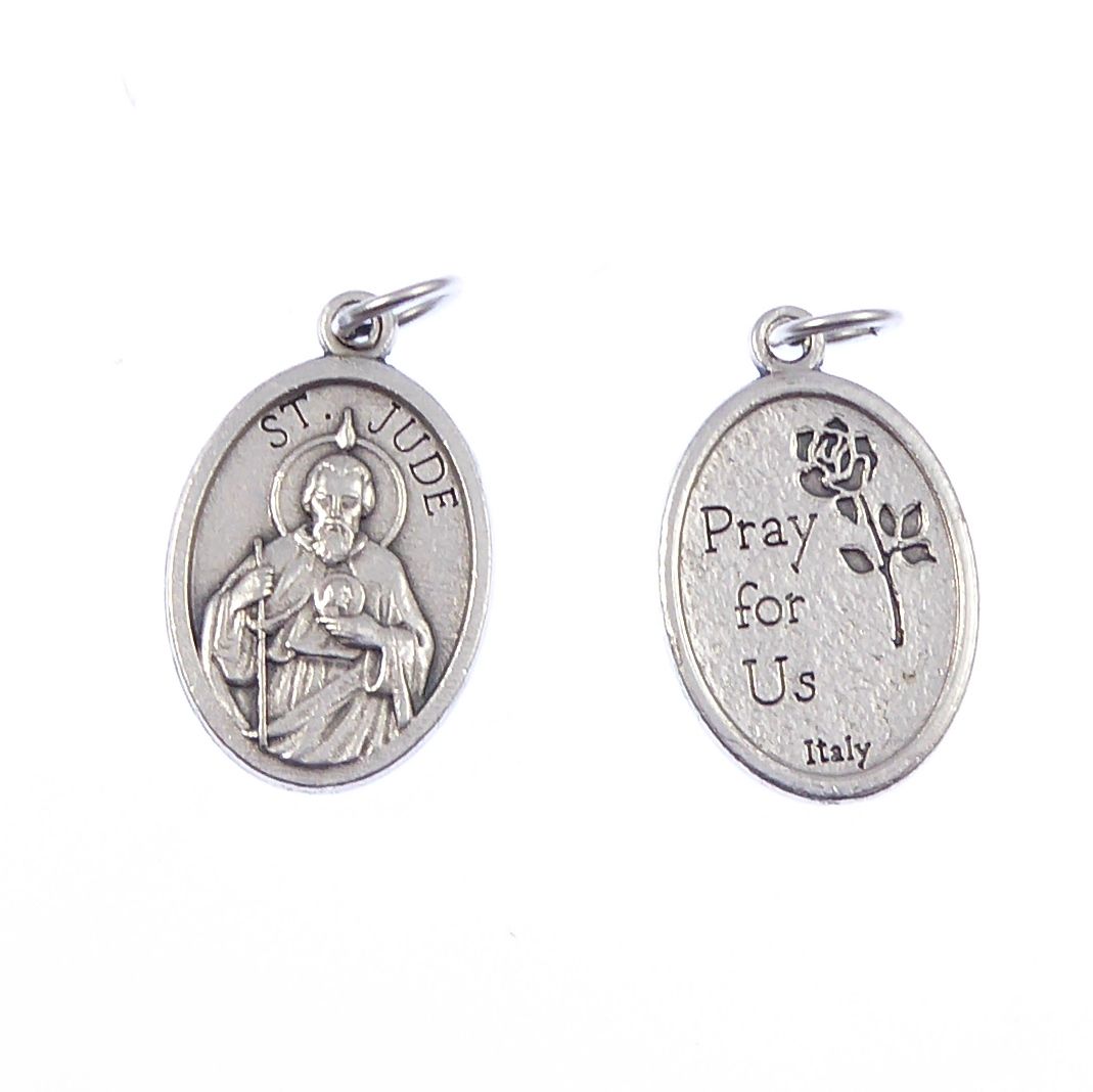 Rosary medal - St. Jude of Thaddeus - silver metal