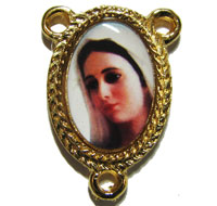 Gold center with Queen of Peace image rosary component