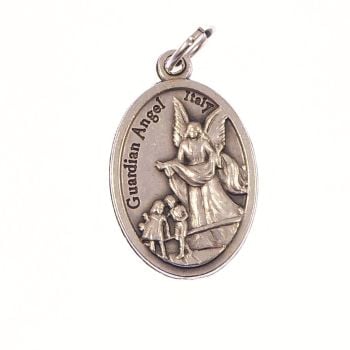 Silver metal Guardian Angel medal pendant