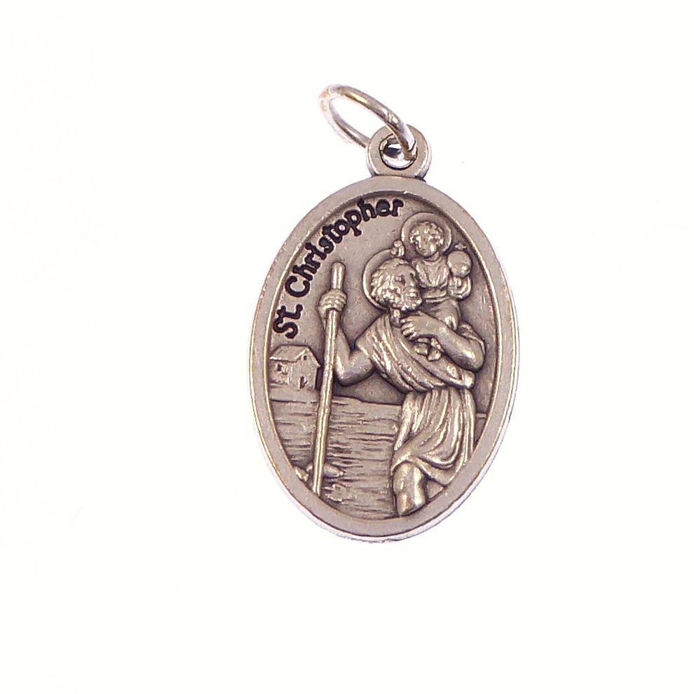 Silver metal Saint christopher medal pendant 2cm
