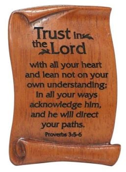 Trust in the Lord scroll plaque wood magnet Christian gift 7cm