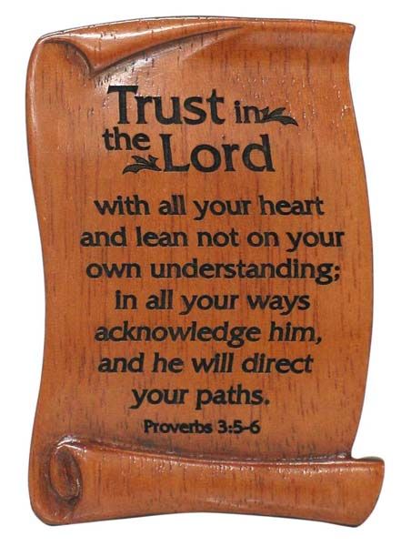 Trust in the Lord scroll plaque wood magnet Christian gift 7cm