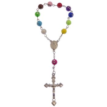 Catholic rainbow one decade pocket rosary beads Our Lady of Sorrows