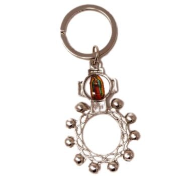 Our Lady of Guadalupe keyring one decade rosary ring 8cm