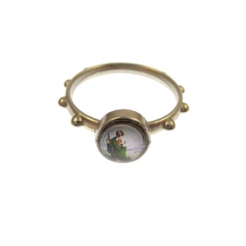 Silver metal small St. Jude rosary ring Catholic pocket prayer beads 2.5cm