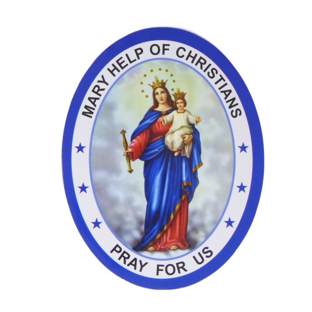 Mary help of Christians double sided window sticker 9.2cm Catholic auto car