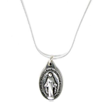 Miraculous image medal pendant silver plated necklace
