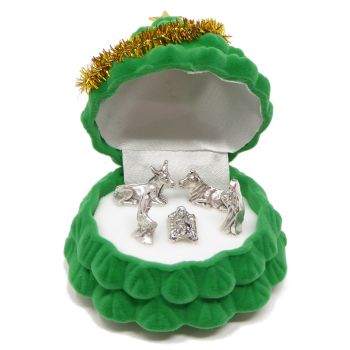 Pocket crib nativity scene in a Christmas tree gift box small 6cm Christian