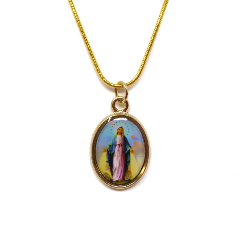 Gold metal Miraculous medal necklace - 17inch