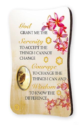 Serenity prayer fridge magnet 8cm Catholic gift plaque Gold foil highlights