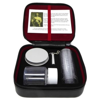 12-cup portable Communion set fabric case oil vial bottle bread tin bible space 