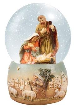 C bc Christmas Nativity scene snow globe gift waterball 4 inch Holy Family Jesus ornament