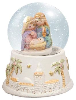 CBC Children's Christmas Holy Family - Jesus Mary Joseph - 2½" Resin Nativity Water Ball - Snow globe