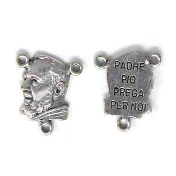 Padre Pio Silver Center for Making Rosary Beads 2cm