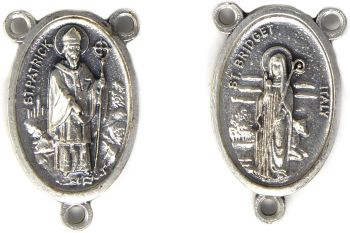 St. Bridget and St. Patrick Silver Metal Center Piece for Making Rosary Beads 2.5cm