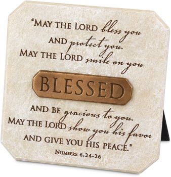 Christian Blessed plaque picture stand May the Lord Bless you Bronze detail 10cm