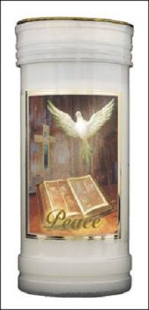 Peace Dove 72 Hour Burn Candle Saint Catholic 15cm White