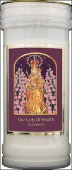 Our Lady of Health Vailankanni Candle 72 Hour Burn Prayer Saint Catholic 15cm White